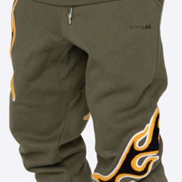 Olive NU Flame Sweatpants - Picture 3 of 3